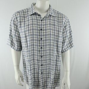 Rodd & Gunn 100% Linen Short‎ Sleeve Button Up Shirt Mens 3XL Blue White